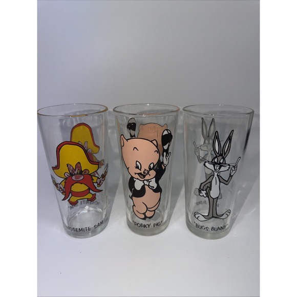 Pepsi Accessories - Vintage Pepsi Collector Glasses Set Of 3 Bugs Bunny Porky Pig Yosemite Sam